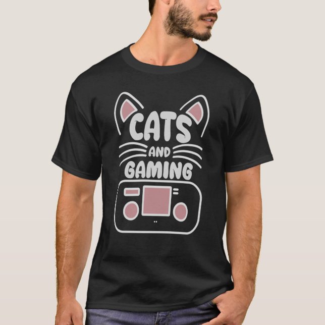 Cats And Gaming Loves Playing Video Games Cute Gam T-Shirt (Front)