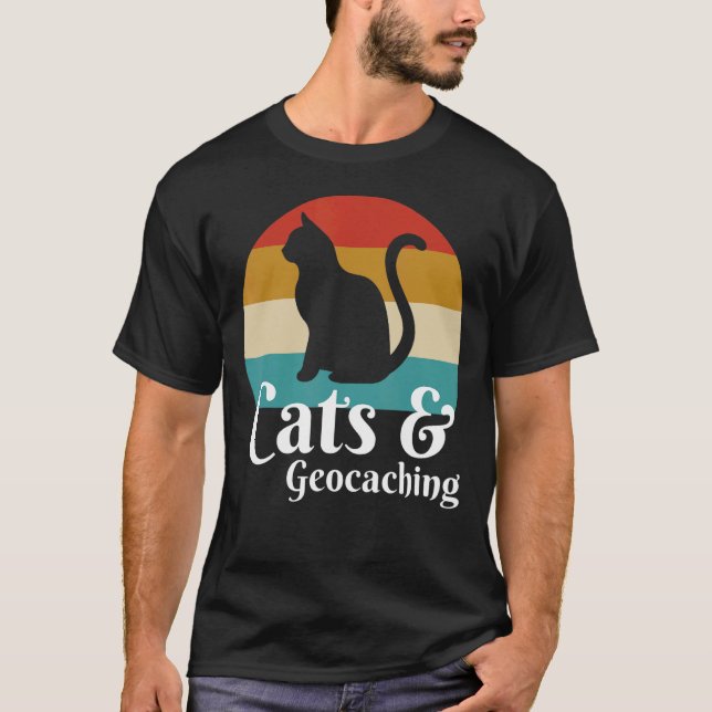 Cats And Geocaching T-Shirt (Front)