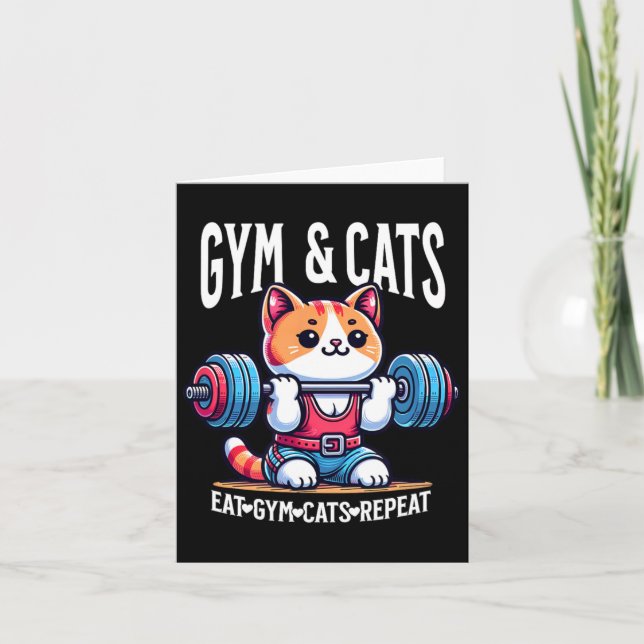 Cats And Gym Workout Funny Kitten Bodybuilding And Card (Front)