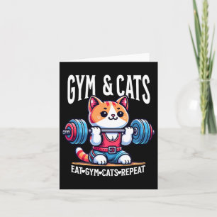 Cats And Gym Workout Funny Kitten Bodybuilding And Card