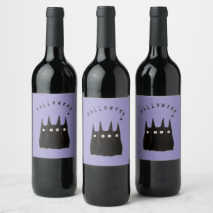 Cats and Halloween, personalized Wine Label