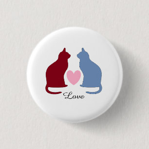Cats and Heart 3 Cm Round Badge