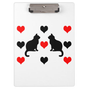 Cats and hearts pattern clipboard
