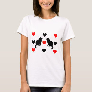 Cats and hearts pattern T-Shirt