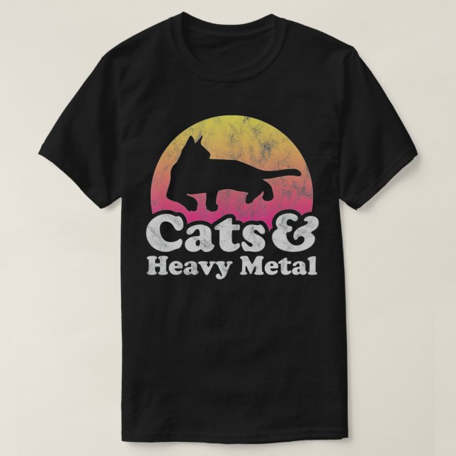 Cats and Heavy Metal Men's or Women's Cat  T-Shirt (Design Front)