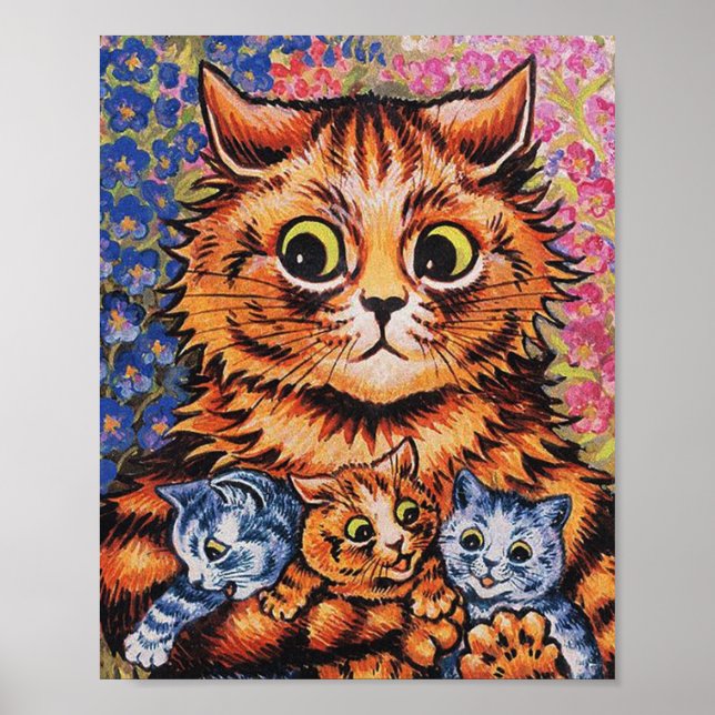 Cats And Her Kittens Louis Wain Poster (Front)