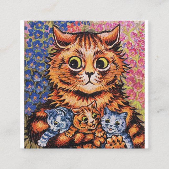 Cats And Her Kittens Louis Wain Square Business Card (Front)