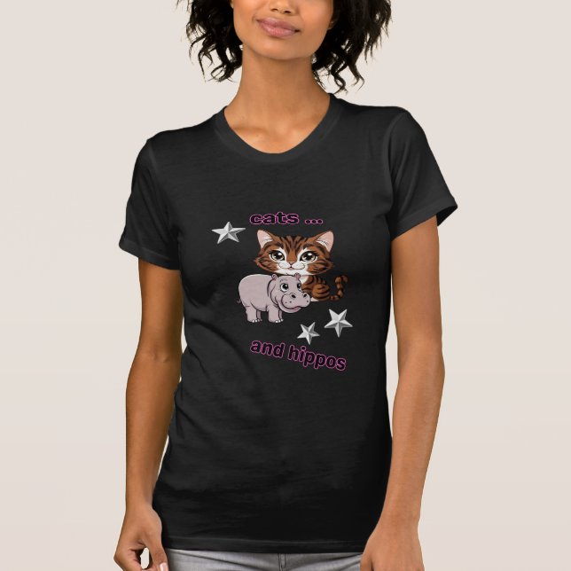 Cats and Hippos Text Tshirt (Front)