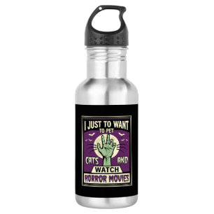 Cats And Horror Movies Halloween Design 532 Ml Water Bottle