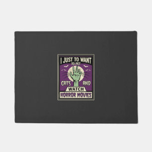 Cats And Horror Movies Halloween Design Doormat