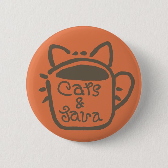 Cats and Java Brown Outline 6 Cm Round Badge (Front)
