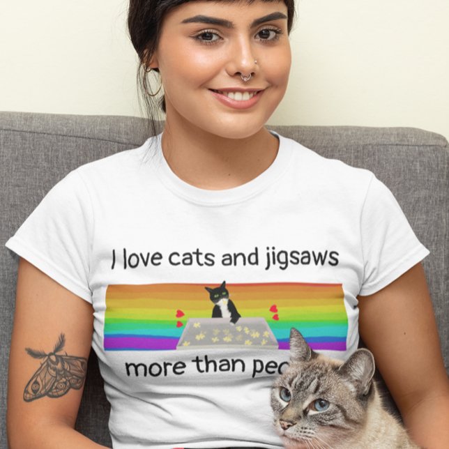 Cats and jigsaws more than people puzzle fun T-Shirt (Creator Uploaded)