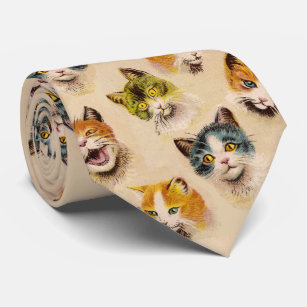 CATS AND KITTENS Funny Vintage Cat Portraits Tie