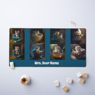 Cats and kittens in a teacup, desk mat