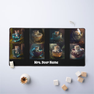 Cats and kittens in a teacup, desk mat