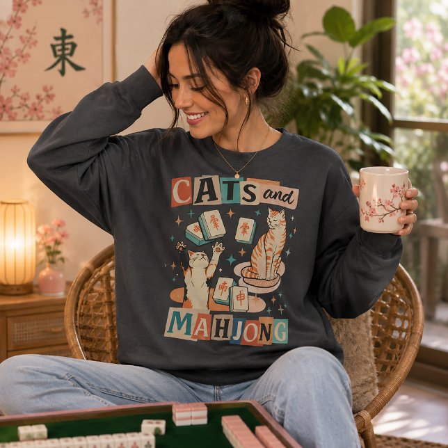 Cats and Mahjong Fun Sweatshirt (Creator Uploaded)