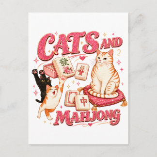 Cats and Mahjong Invitation Postcard