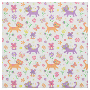 Cats and mice print fabric