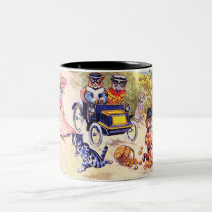 Cats and Motorcars by Louis Wain Two-Tone Coffee Mug