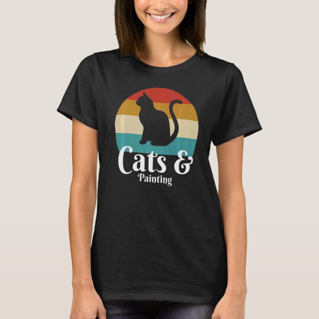 Cats And Painting  T-Shirt (Front)