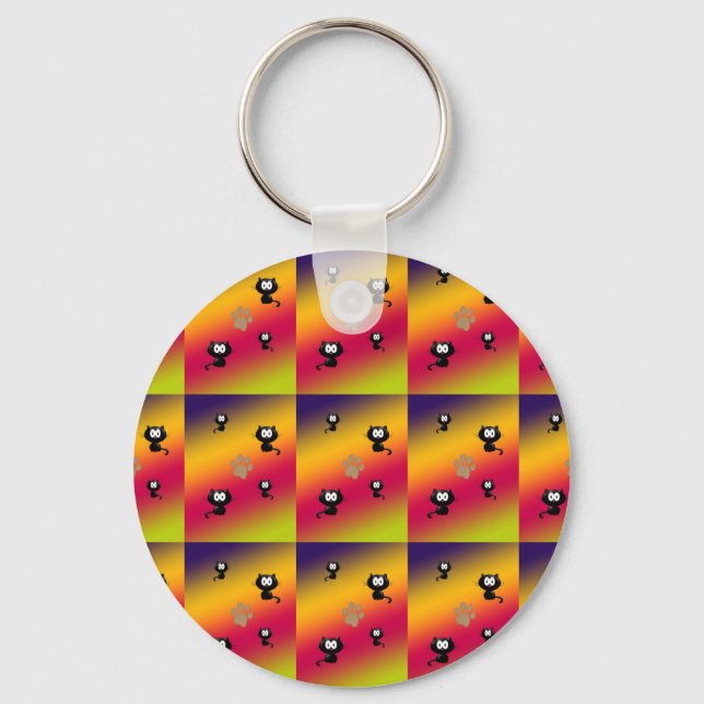 Cats and Paw Print Key Ring (Front)