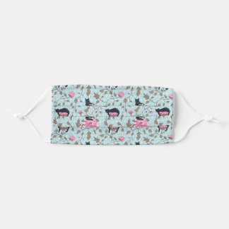 Cats and Peony Flowers Victorian Floral Pattern Cloth Face Mask