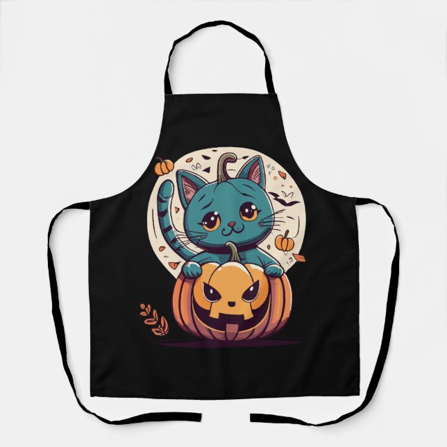 Cats and Pumpkins for a Happy Halloween! Apron (Front)