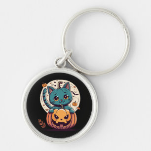 Cats and Pumpkins for a Happy Halloween! Key Ring