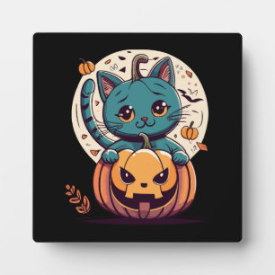 Cats and Pumpkins for a Happy Halloween! Plaque