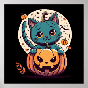 Cats and Pumpkins for a Happy Halloween! Poster