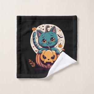 Cats and Pumpkins for a Happy Halloween! Wash Cloth