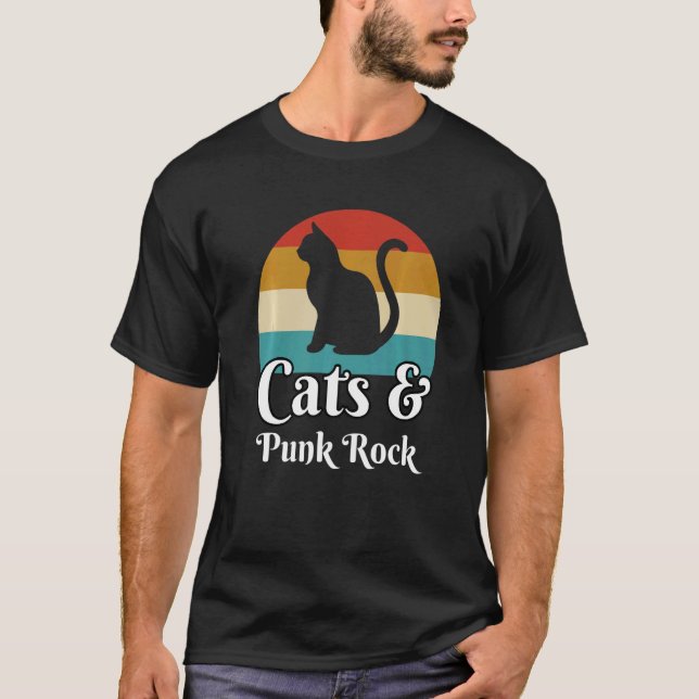 Cats And Punk Rock Music  T-Shirt (Front)