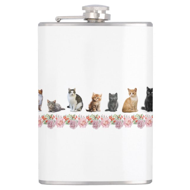 Cats and Roses Hip Flask (Front)