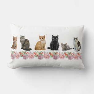 Cats and Roses Lumbar Cushion
