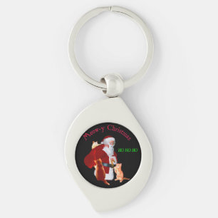 Cats and Santa Key Ring