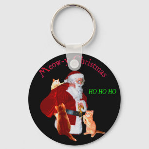 Cats and Santa Key Ring