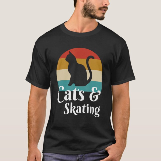 Cats And Skating Skater Skateboard T-Shirt (Front)