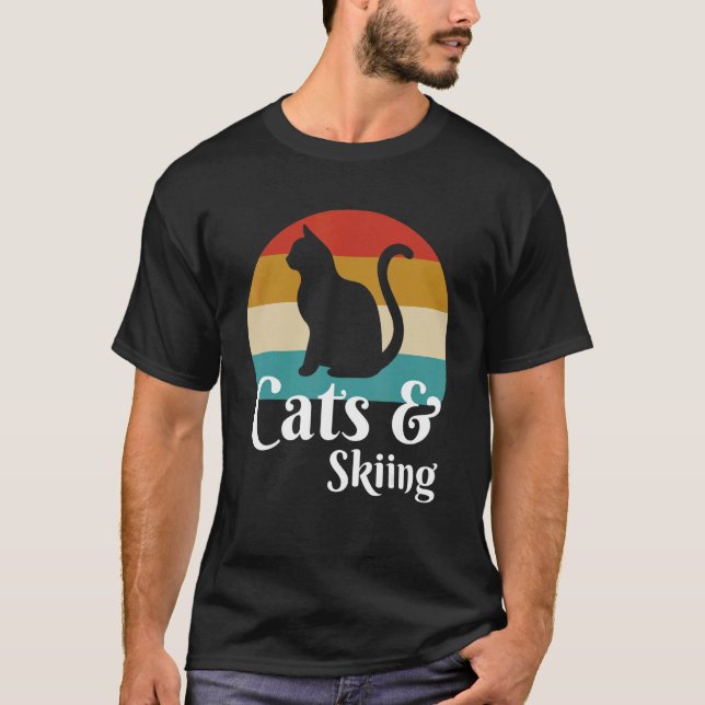Cats And Skiing Wintersports Ski T-Shirt (Front)