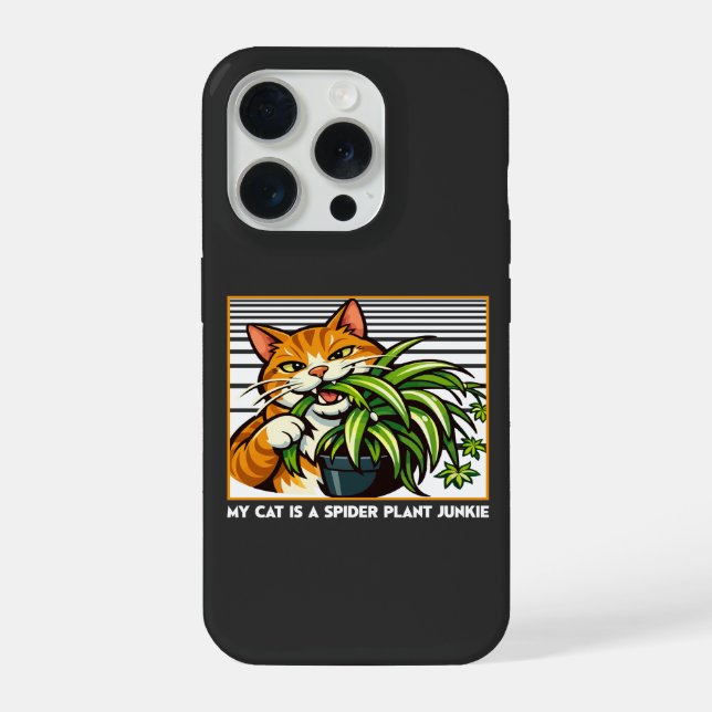 Cats and Spider Plants Funny Art iPhone Case (Back)