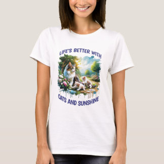 Cats And Sunshine Women White T-Shirt