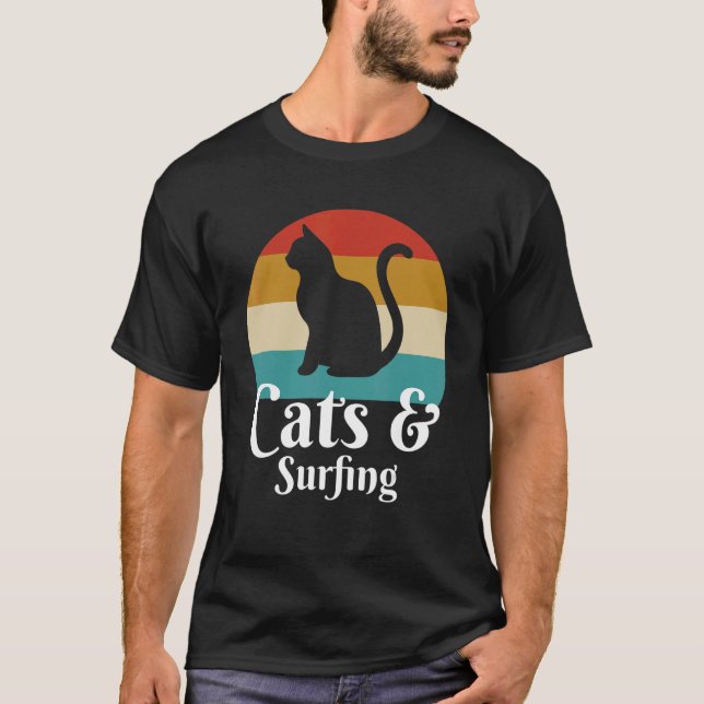 Cats And Surfing Surfer T-Shirt (Front)