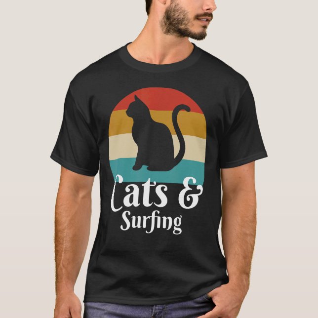Cats And Surfing Surfer T-Shirt (Front)