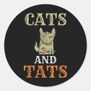 Cats And Tats Ink Tattoo Lover Classic Round Sticker