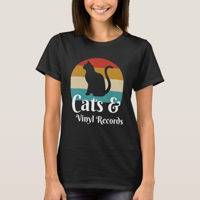 Cats And Vinyl Records T-Shirt (Front)