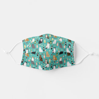 Cats and Wine cute aqua Cloth Face Mask