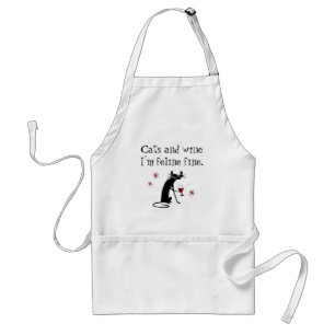 Cats and Wine Feline Fine Wine Pun with Cat Standard Apron