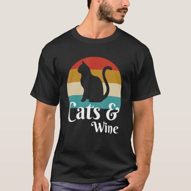 Cats And Wine Wine  T-Shirt (Front)