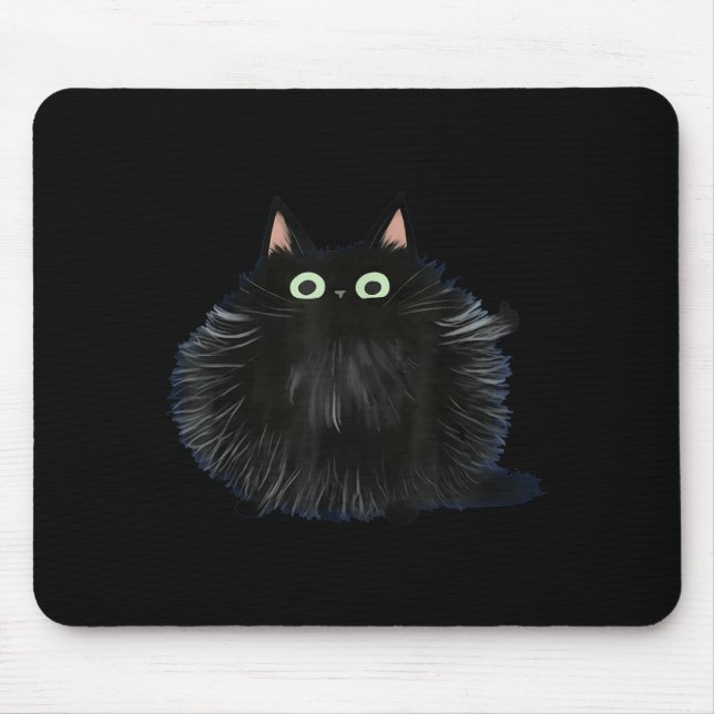 Cats Approval Washed Black Cat Lover Minimal Kitty Mouse Pad (Front)