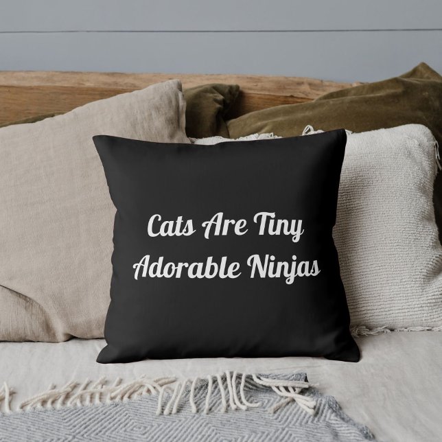 Cats Are Adorable Ninjas Personalised Quote Black Cushion (Creator Uploaded)