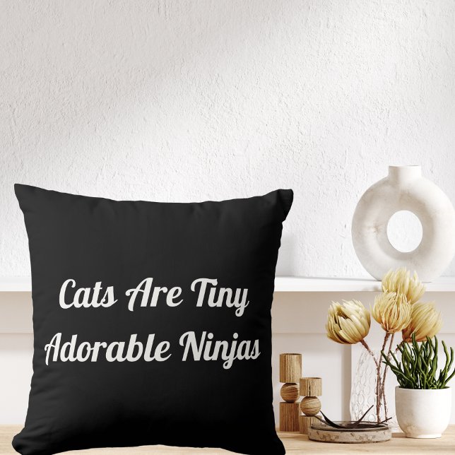 Cats Are Adorable Ninjas Personalised Quote Black Cushion (Creator Uploaded)